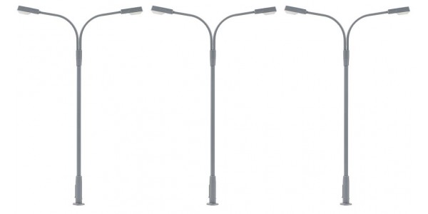 Faller 180120 Led-Lantaarnpaal 2 Armen Koud Wit 3 Stuks (7/23) * H0