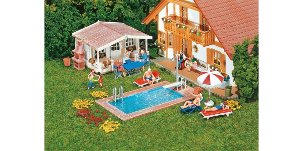 Faller 180542 Zwembad En Tuinhuisje H0