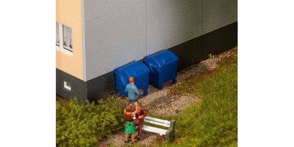 Faller 180914 2 Blauwe Afvalbakken H0